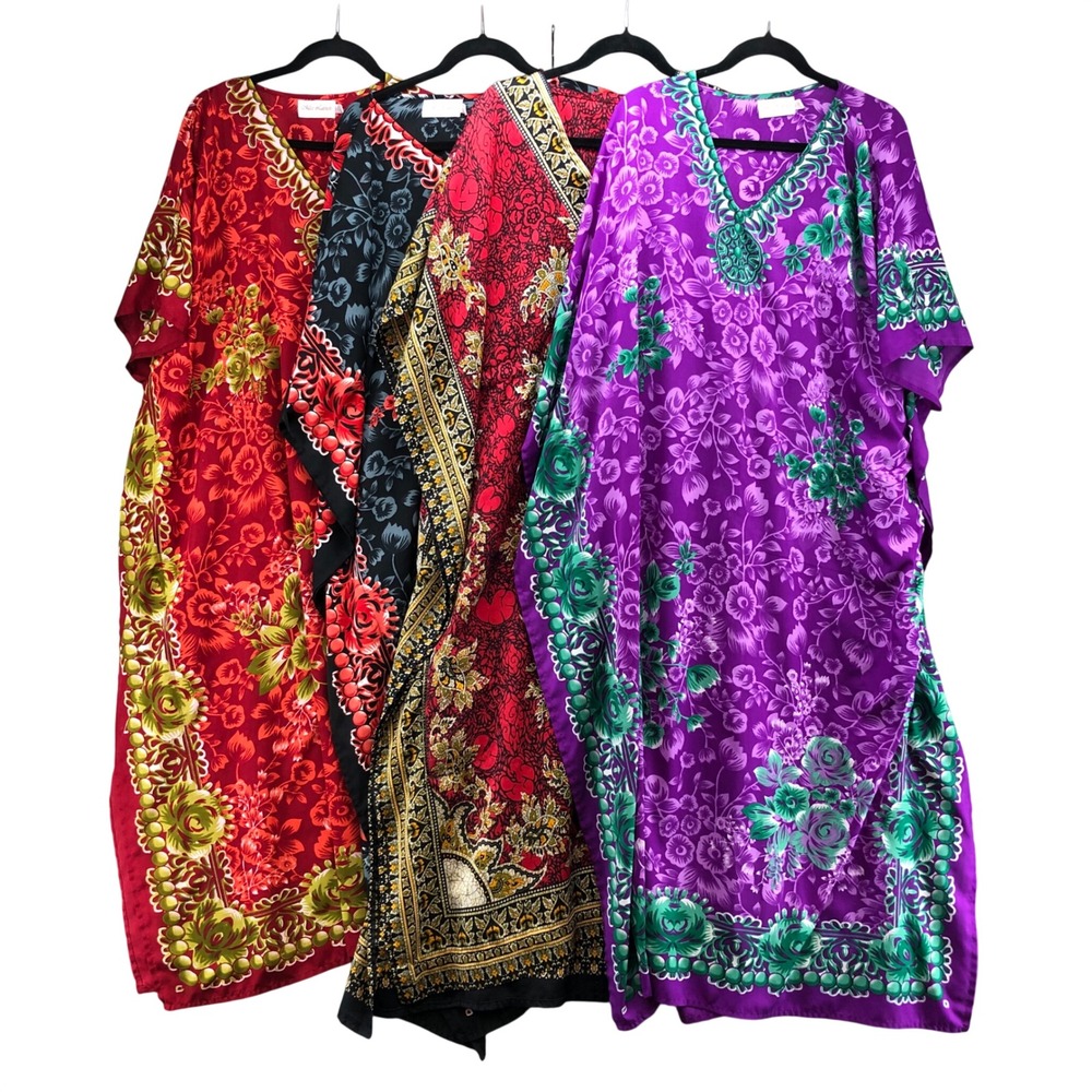 Miss Lavish London Kaftan Dress Lot Womens 20-24 Plus Black Red Floral Kimono